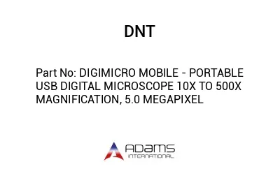 DIGIMICRO MOBILE - PORTABLE USB DIGITAL MICROSCOPE 10X TO 500X MAGNIFICATION, 5.0 MEGAPIXEL